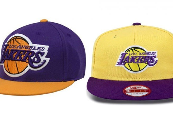 Ai biết đâu là chiếc mũ lưỡi trai Lakers giả mạo?